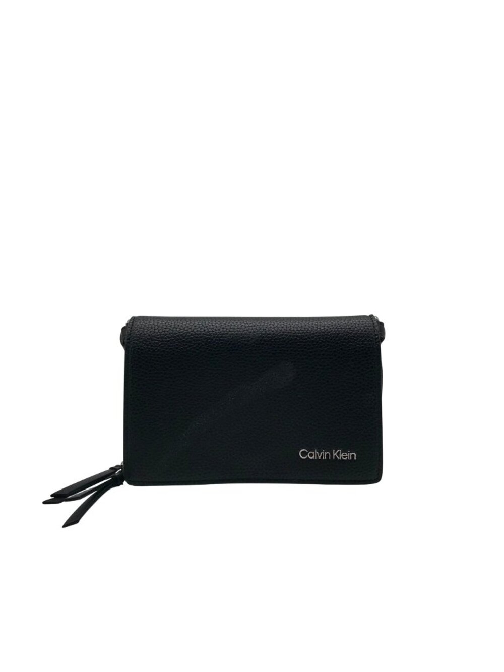 Calvin Klein Black Pebbled Faux Leather Wallet Crossbody & Coin Pouch